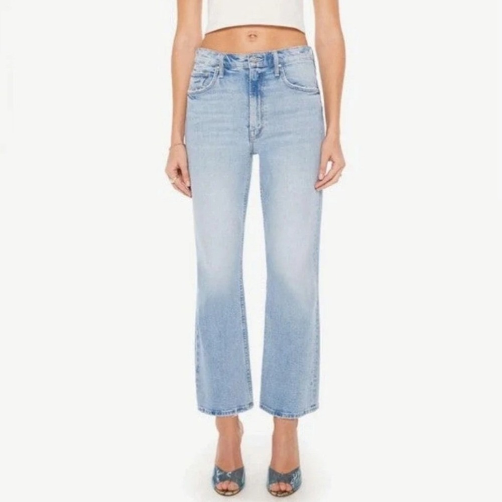 Mother Superior Scooter Ankle Jeans Sz 27 Light Wash Denim High Rise Semi-Flare